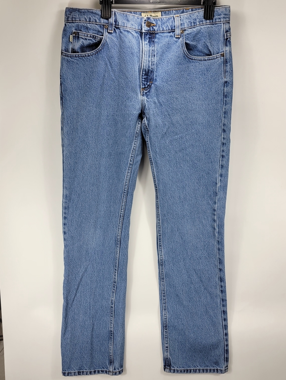LL Bean Straight Leg Standard Fit Work Blue Jeans Men 35x34 Outdoor Classic Job